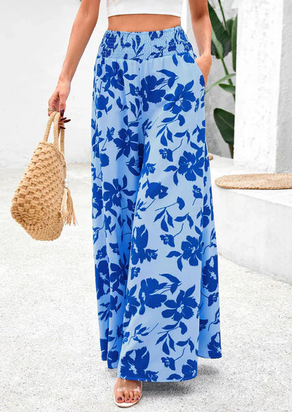 📢📢40% OFF !! ⏰Floral Print High-Waisted Wide Leg Pants