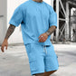 📢📢40% OFF !! ⏰Men's Casual Short Sleeve T-Shirt Shorts Set
