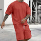 📢📢40% OFF !! ⏰Men's Casual Short Sleeve T-Shirt Shorts Set