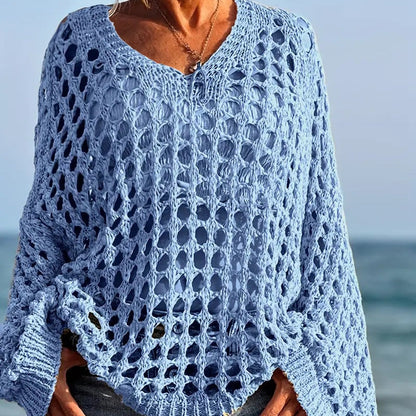 📢📢30% OFF !! ⏰Women’s Casual Solid Color Crochet Knit Top
