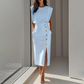 📢📢40% OFF !! ⏰French Elegance! Slit Midi Skirt | Draped Fabric with a Slight Waist Tuck
