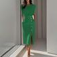📢📢40% OFF !! ⏰French Elegance! Slit Midi Skirt | Draped Fabric with a Slight Waist Tuck