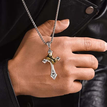 📢📢60%  OFF !! ⏰✝️Vintage Crown Cross Necklace