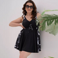 📢📢40% OFF !! ⏰Women's Printed Sleeveless V-Neck Swimdress – Built-in Shorts, Flattering Fit, Quick Dry ✨