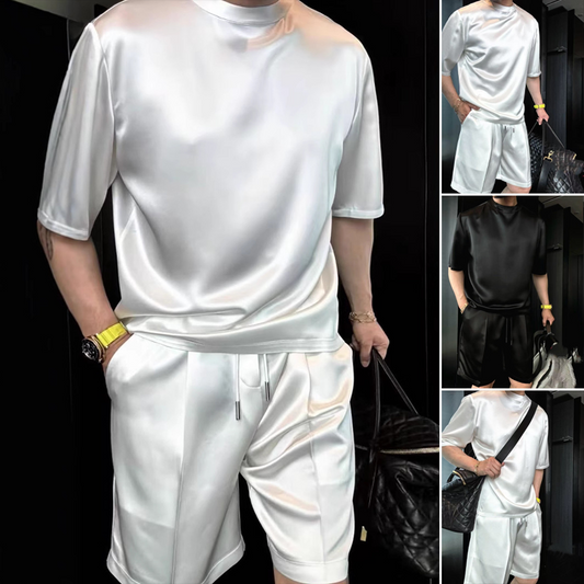📢📢50% OFF !!!⏰Men's Casual Solid Top & Shorts 2-Piece Set