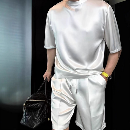 📢📢50% OFF !!!⏰Men's Casual Solid Top & Shorts 2-Piece Set
