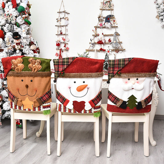 📢📢50% OFF !! ⏰ Christmas Themed Chair Cover – Linen & Brushed Cloth, Santa Claus / Snowman / Elk Designs & 54×48cm Size – Festive Protection for Holiday Gatherings 🪑