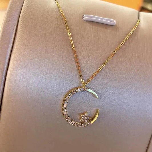 📢📢50%  OFF !! ⏰Bright Night: Moon Star Necklace🌙