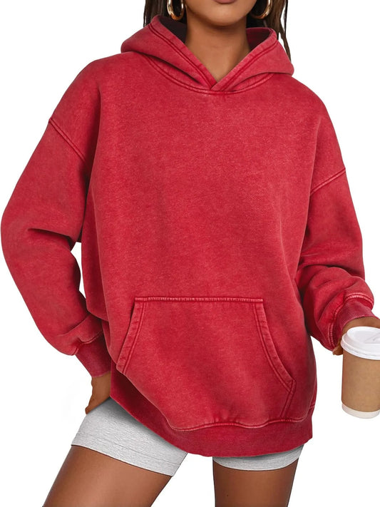 📢📢58%  OFF !! ⏰Womens Acid Wash Hoodie Oversized Long Sleeve Fall Fashion Sweatshirts