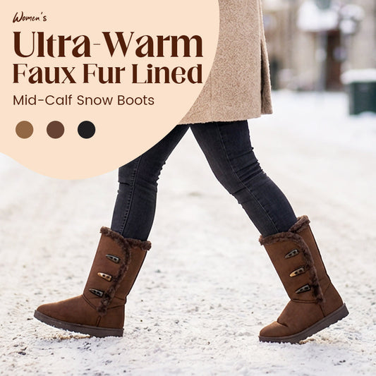 👢 60% OFF NOW! ❄️Women's Ultra-Warm Faux Fur Lined Mid-Calf Snow Boots
