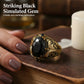 📢📢40% OFF !! ⏰Vintage Engraved Black Simulated Gemstone Ring