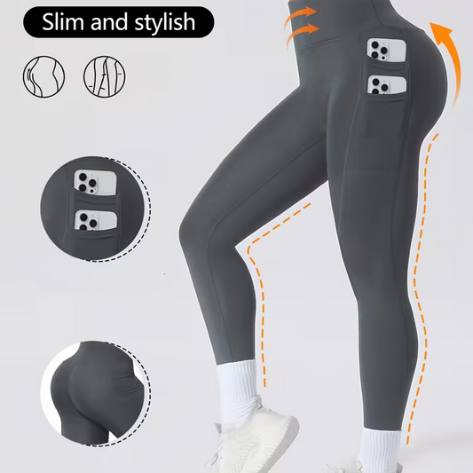 📢📢40% OFF !!!⏰ High-Waisted Tummy Control Yoga Pants with Pockets