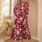 📢📢60%  OFF !! ⏰V-Neck Waist-Cinched Floral Printed Tiered Maxi Dress With Long Sleeves