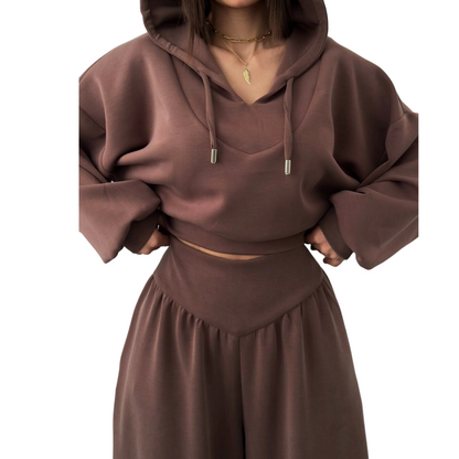 📢📢50%  OFF !! ⏰Women's Crop Hoodie & Wide-Leg Pants Set