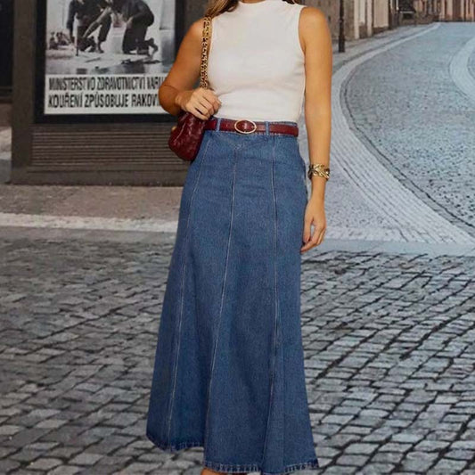 📢📢60% OFF !!!⏰Women's High-Waist A-Line Denim Maxi Skirt