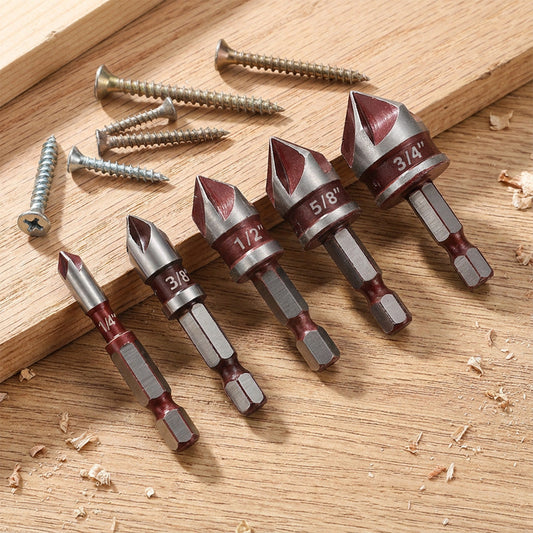 📢📢40% OFF !! ⏰ Countersink Drill Bit Set for Woodworking (5PCS/3PCS) – Clean Flush Holes, Durable & Time-Saving ⚙️