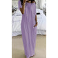 📢📢60%  OFF !! ⏰Women's Summer Casual Loose Solid Color Short-Sleeve Long Dress