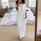 📢📢60%  OFF !! ⏰Women's Summer Casual Loose Solid Color Short-Sleeve Long Dress