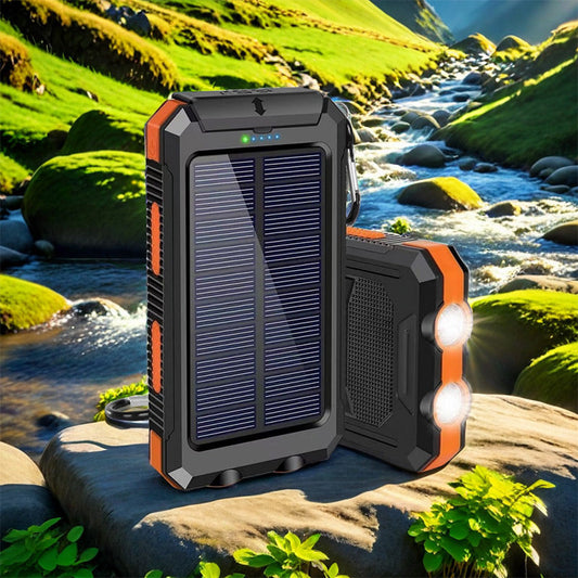 📢📢50% OFF !! ⏰ Portable Solar Power Bank – Solar Powered Charger with Dual LED Flashlights 🔋