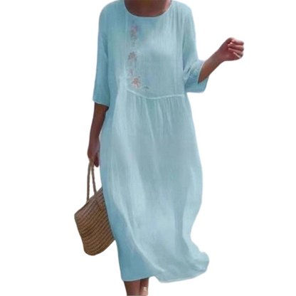 📢📢60% OFF!!⏰Women's Casual Loose Midi Dress with Embroidery