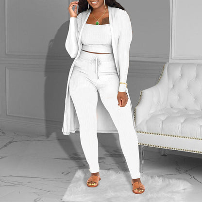 📢📢50% OFF!!⏰Casual 3-Piece Knit Set – Cropped Top, Cardigan & Pants