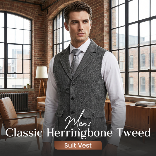 📢📢50% OFF !!!⏰Men's Classic Herringbone Tweed Suit Vest
