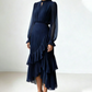 📢📢50% OFF !!!⏰Women's Keyhole Neckline Ruffled Midi Dress