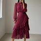 📢📢50% OFF !!!⏰Women's Keyhole Neckline Ruffled Midi Dress