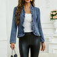 🧥 40% OFF NOW! 🌸 Women's Ruffle Trim Open-Front Denim Jacket – Lightweight & Feminine – Versatile & Chic 👗