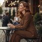 Women's Elegant Blazer and Wide-Leg Pants Set