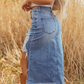 📢📢50% OFF !!!⏰Women's High-Waist Ripped Denim Midi Skirt