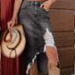 📢📢50% OFF !!!⏰Women's High-Waist Ripped Denim Midi Skirt