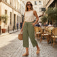 📢📢40% OFF !!!⏰Women's Ribbed Wide-Leg Capri Pants with Pockets