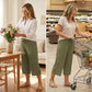 📢📢40% OFF !!!⏰Women's Ribbed Wide-Leg Capri Pants with Pockets