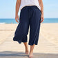 📢📢40% OFF !!!⏰Women's Ribbed Wide-Leg Capri Pants with Pockets