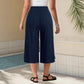 📢📢40% OFF !!!⏰Women's Ribbed Wide-Leg Capri Pants with Pockets