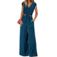 📢📢50% OFF !!!⏰Women's V-Neck Tie-Front Top & Wide-Leg Pants Set