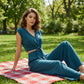 📢📢50% OFF !!!⏰Women's V-Neck Tie-Front Top & Wide-Leg Pants Set