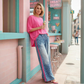 Vibrant Pink Top & Bold Leopard Print Pants Set