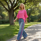 Vibrant Pink Top & Bold Leopard Print Pants Set
