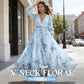 📢📢Big Sale Now On!⏰Elegant V-Neck Floral Pleated Maxi Dress
