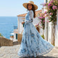 📢📢Big Sale Now On!⏰Elegant V-Neck Floral Pleated Maxi Dress