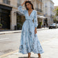 📢📢Big Sale Now On!⏰Elegant V-Neck Floral Pleated Maxi Dress