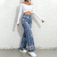 Women's Floral Print Straight-Leg Jeans【BUY 2 GET FREE SHIPPING】