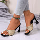 Women’s Fashion Square-Toe Open-Toe High Heel Sandals