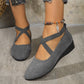 📢📢Big Sale Now On!⏰Elegant Solid Color Elastic Strap Low Wedge Shoes