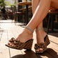 📢📢BIG SALE!!⏰Square Toe Leopard Slip-On Heeled Sandals