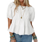 📢📢BIG SALE !!⏰Puff Sleeve Smocked Peplum Top