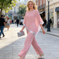 📢📢BIG SALE !!⏰Elegant Sequin Trim Poncho Top & Wide-Leg Pants Set