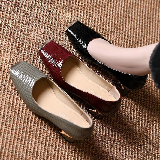 📢📢BIG SALE !!⏰Women's Snakeskin Pattern Block Heel Pumps